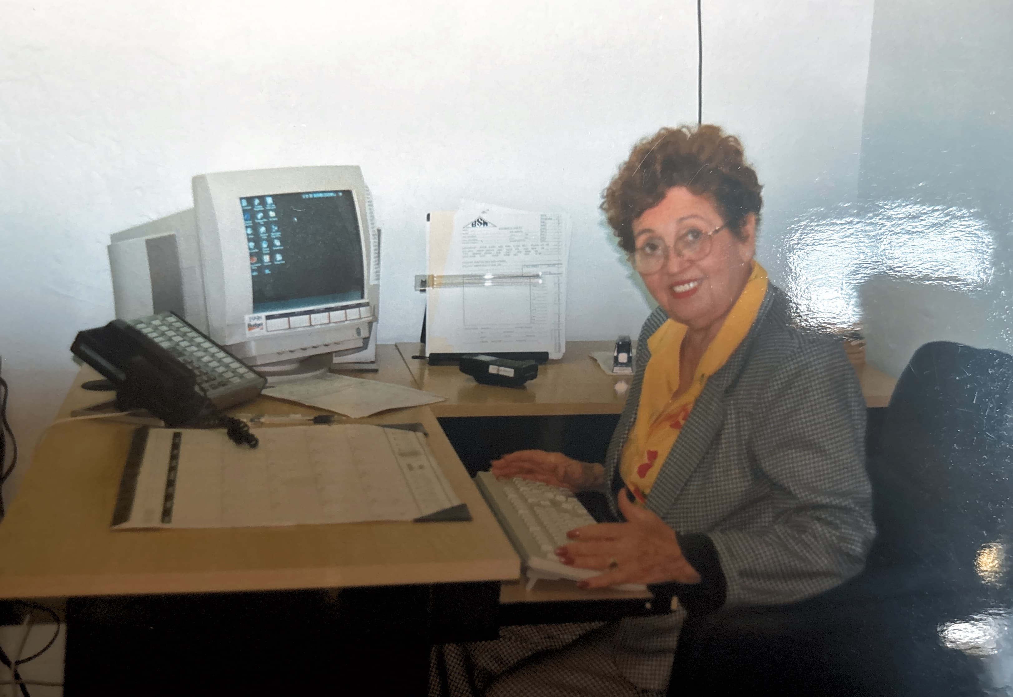 Alyce Montoya at her desk in the BSW office, still keeping the books